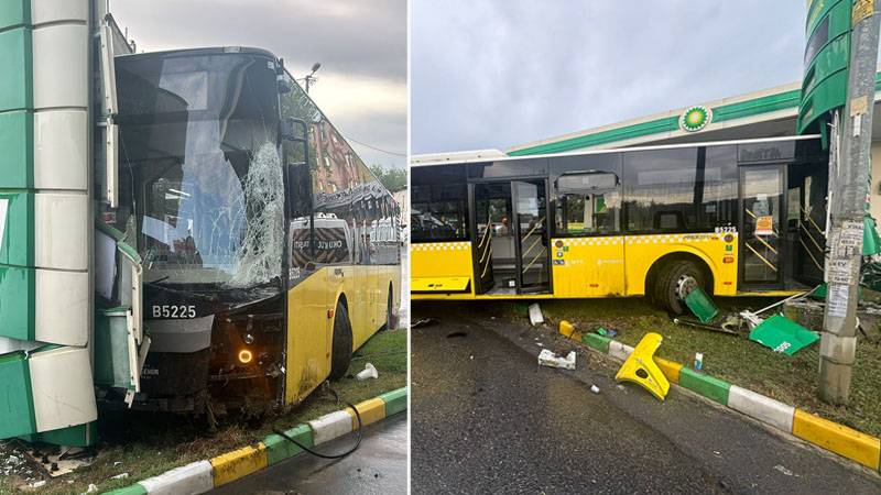 Avcılar’da İETT otobüsü 3 araca çarpıp akaryakıt istasyonuna daldı: 1’i ağır 3 yaralı